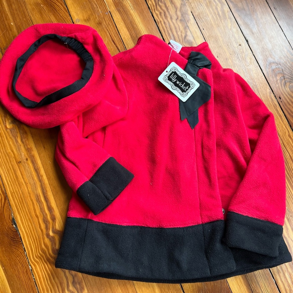 NWT Red and Black Cape Jacket with Matching Hat